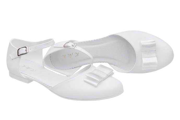 Pantofelki buty komunijne dla dziewczynki KMK 223 Białe